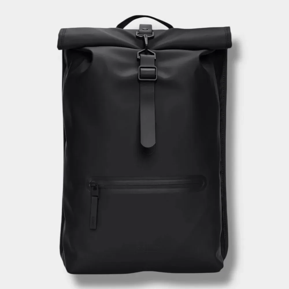RAINS Rolltop Rucksack W3 Backpack Black Waterproof Laptop‎